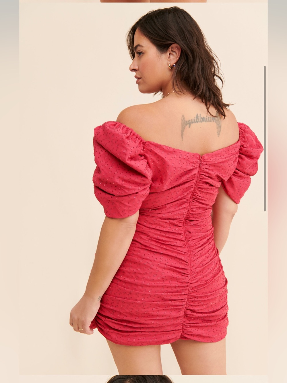 Hutch Raspberry Pink Ruched Off-Shoulder Mini Dress Sz. 8 - Picture 4 of 9